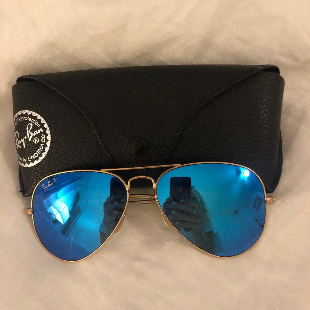 Ray-Ban Aviator Blue Flash Sunglasses (Polarized)
